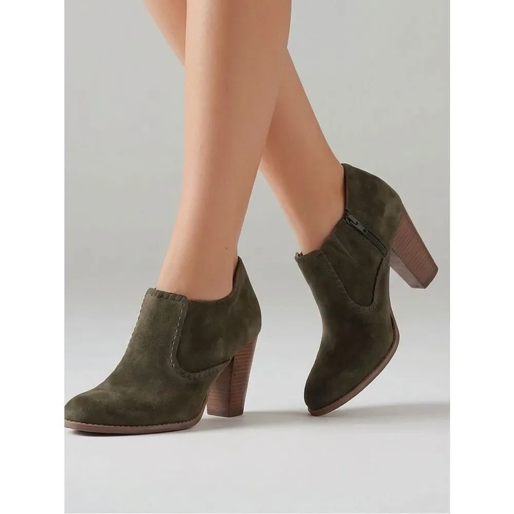 JACK ROGERS | Olive Green Suede Ankle Booties Sz 7